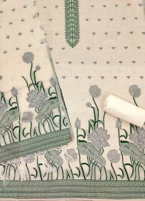 white cotton with jamdani dress material set 4