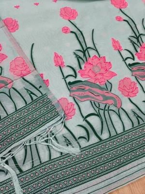 grey cotton with jamdani dress material set 2