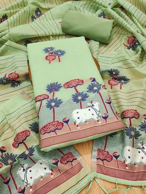 pista cotton jamdani dress material set 1