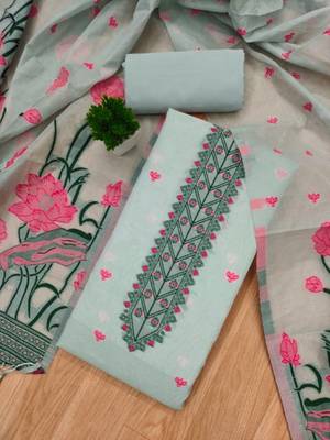 grey cotton with jamdani dress material set 3