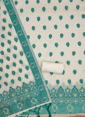 teal resham chanderi cotton dress material 4