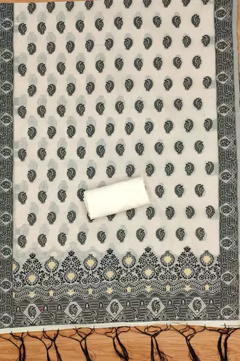 black resham chanderi cotton dress material