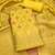 unstitched yellow chanderi cotton 3-piece set with zari work