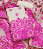 pink resham weaving chanderi cotton 3-piece dress material