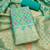 unstitched sea green chanderi cotton 3-piece set with zari work