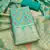 unstitched sea green chanderi cotton 3-piece set with zari work
