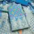 unstitched sky blue chanderi cotton 3-piece set with zari work