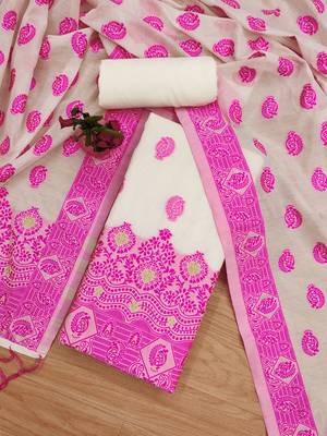 pink resham chanderi cotton dress material 3