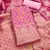 unstitched pink chanderi cotton 3-piece set with zari work