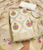 white zari weaving chanderi cotton 3-piece dress material