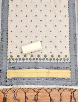 grey resham chanderi cotton dress material 2