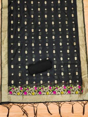 black zari weaving chanderi cotton 3-piece dress material 2