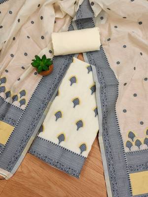 grey resham chanderi cotton dress material 3