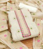 white zari weaving chanderi cotton 3-piece dress material