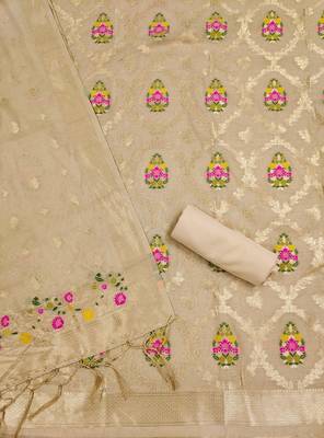 chiku zari weaving chanderi cotton 3-piece dress material 4