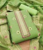 pista green chanderi cotton 3 piece dress material