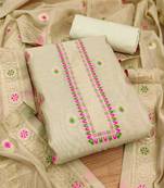 chiku brown chanderi cotton 3 piece dress material