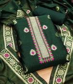 bottle green chanderi cotton 3 piece dress material