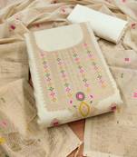white chanderi cotton 3 piece dress material