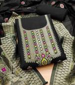 black chanderi cotton 3 piece dress material