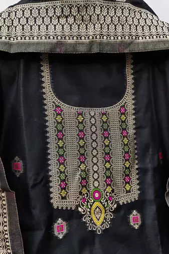 black chanderi cotton dress material