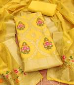 yellow chanderi cotton 3 piece dress material