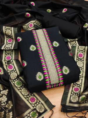 black chanderi cotton dress material 1