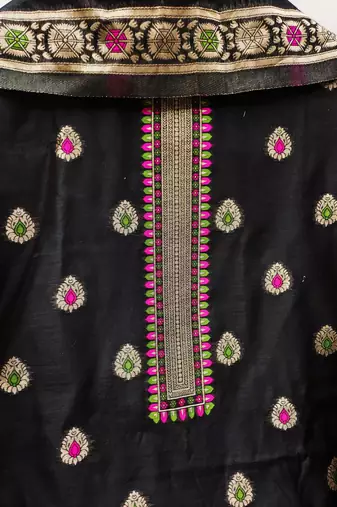 black chanderi cotton dress material