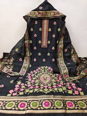 black chanderi cotton dress material 4
