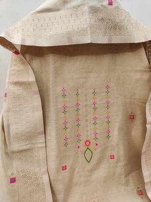 chiku brown chanderi cotton dress material 2