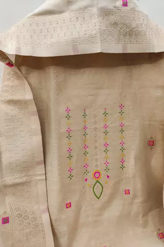 chiku brown chanderi cotton dress material