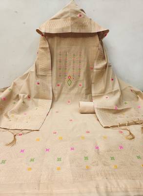 chiku brown chanderi cotton dress material 4