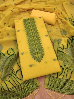 yellow cotton dress material 1