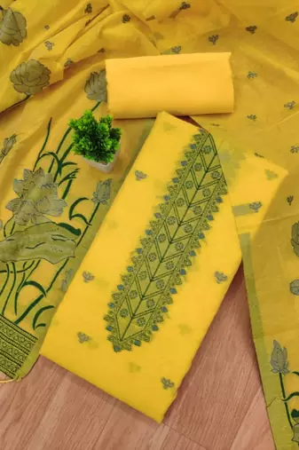 yellow cotton dress material
