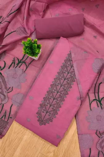 pink cotton dress material