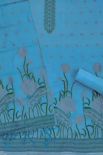 sky blue cotton dress material