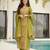 parrot green chinnon kurta pant with zari embroidered dupatta