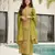 parrot green chinnon kurta pant with zari embroidered dupatta