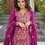 magenta chinnon kurta pant with zari embroidered dupatta