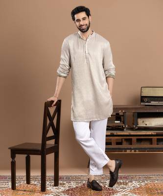 ivory tissue kurta pajama with embroidered work 1