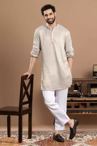 Ivory tissue kurta pajama