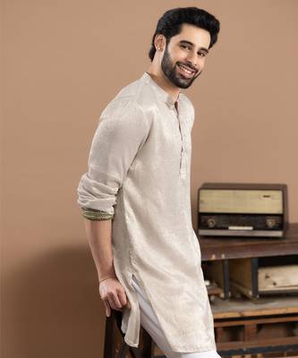 ivory tissue kurta pajama with embroidered work 2