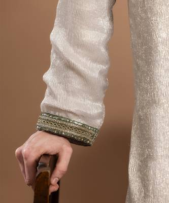 ivory tissue kurta pajama with embroidered work 3