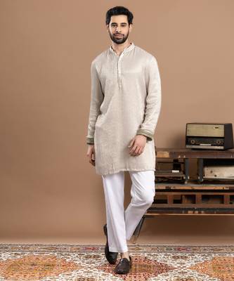 ivory tissue kurta pajama with embroidered work 4