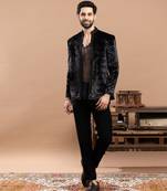 black velvet bandhgala with embroidered work