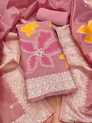 pink zari dress material for women 3