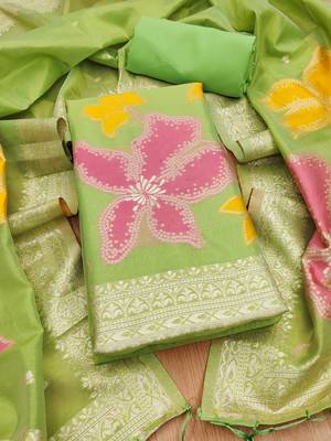 green zari dress material for women 3