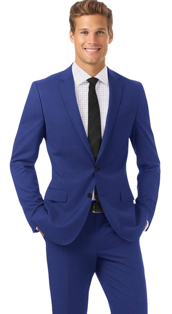 Bright royal blue terry rayon fabric for suit