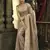 Light brown silk blend embroidered saree