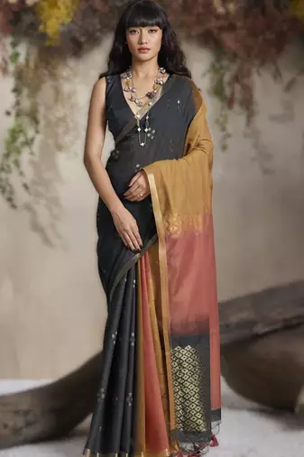 viscose cotton saree with matching blouse